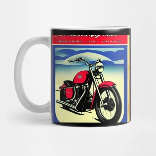 80s Vintage Red Motorcycle Poster Mug